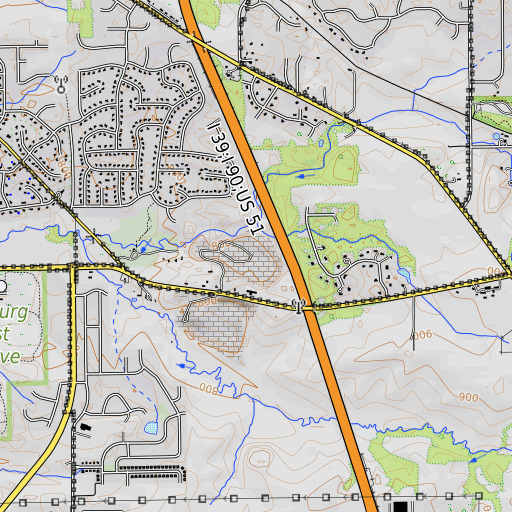 OpenTopoMap map of Porter Quarry, IL
