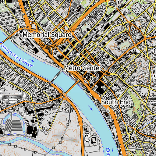 OpenTopoMap map of River Front Park, MA