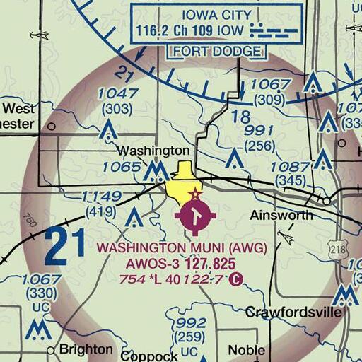 FAA VFR chart of First Baptist Church, IA