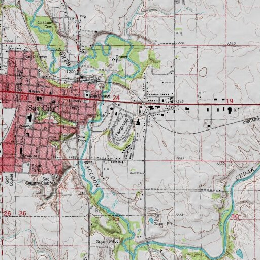 USGS 24K topo map of Sac County Fairgrounds, IA