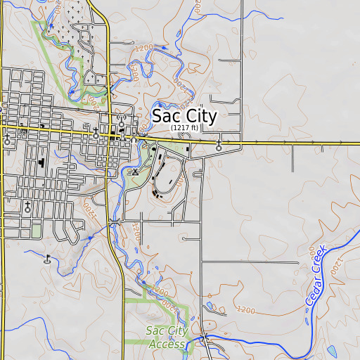 OpenTopoMap map of Sac County Fairgrounds, IA