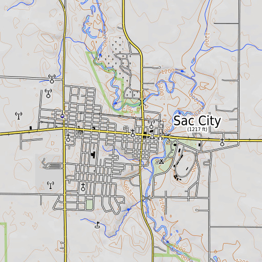 OpenTopoMap map of Early Mansion, IA