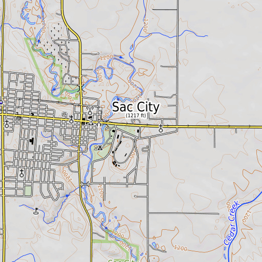OpenTopoMap map of Tolan Field, IA
