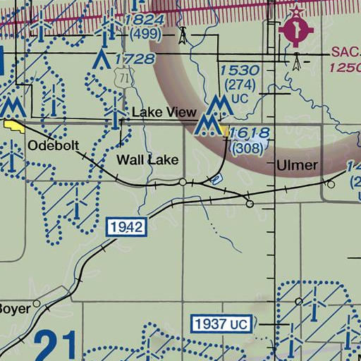 FAA VFR chart of Wall Lake Library, IA