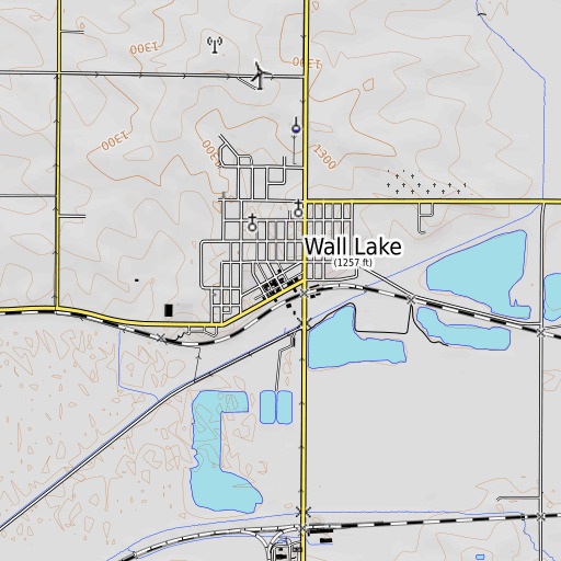 OpenTopoMap map of Wall Lake Library, IA