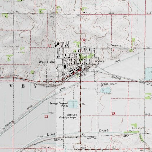 USGS 24K topo map of Wall Lake, IA