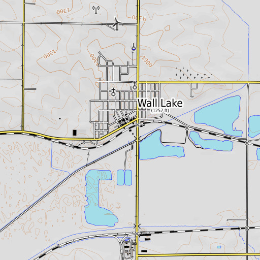 OpenTopoMap map of Wall Lake, IA