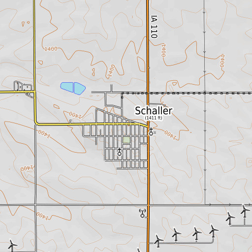 OpenTopoMap map of Schaller Post Office, IA