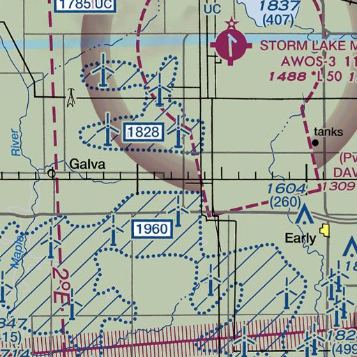 FAA VFR chart of Schaller Library, IA