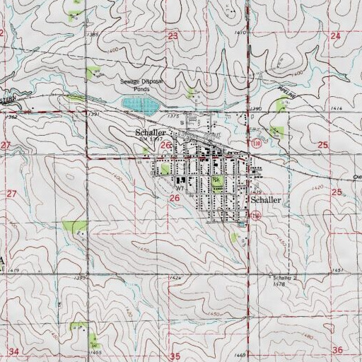 USGS 24K topo map of Schaller - Crestland Elementary School, IA
