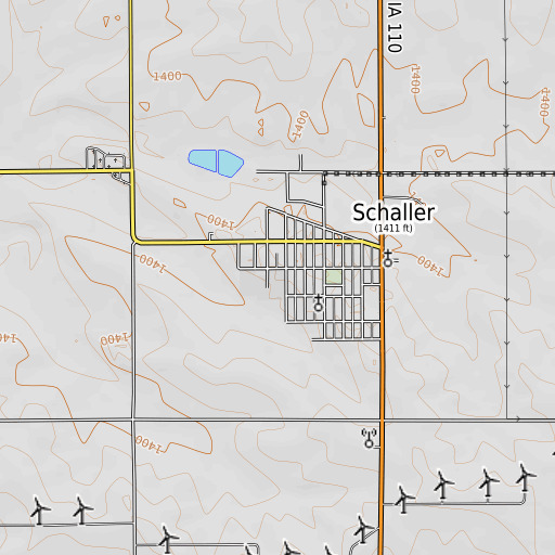 OpenTopoMap map of Schaller - Crestland Elementary School, IA