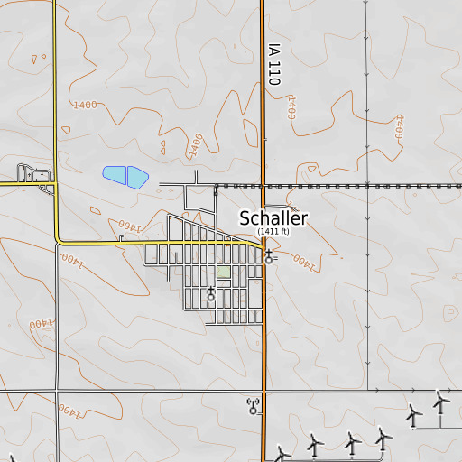 OpenTopoMap map of Schaller (historical), IA