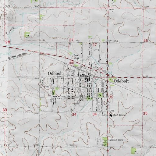 USGS 24K topo map of Odebolt Public Library, IA
