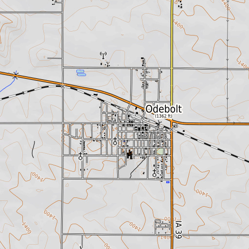 OpenTopoMap map of Odebolt Public Library, IA