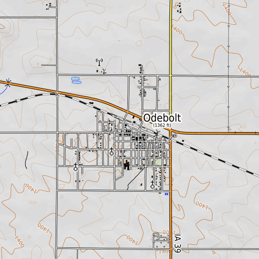OpenTopoMap map of Odebolt City Hall, IA