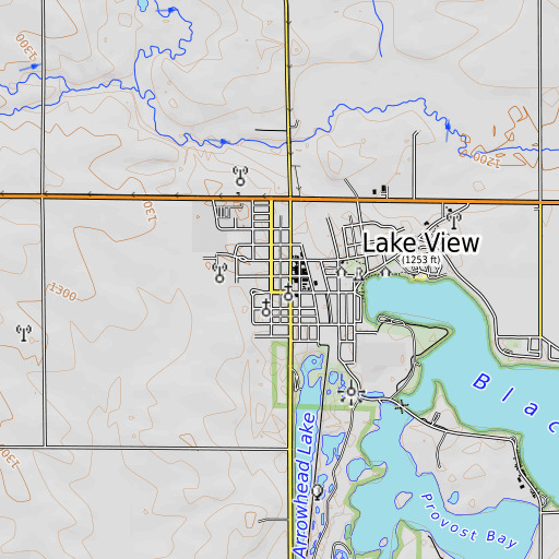 OpenTopoMap map of Lake View Post Office, IA