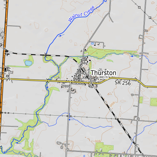 OpenTopoMap map of Thurston Post Office, OH