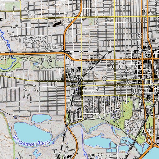 OpenTopoMap map of Blackburn Hall, IL