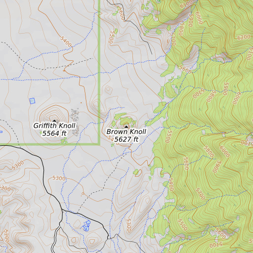 OpenTopoMap map of Brown Knoll, AZ