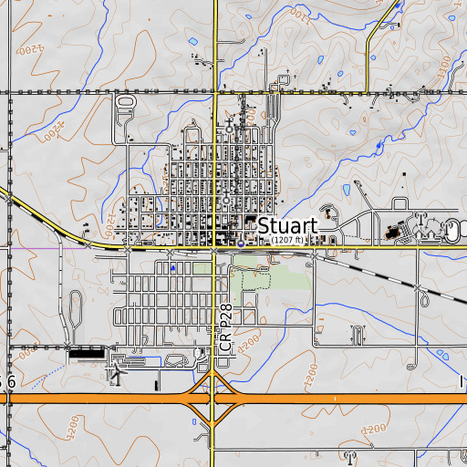 OpenTopoMap map of Stuart Post Office, IA