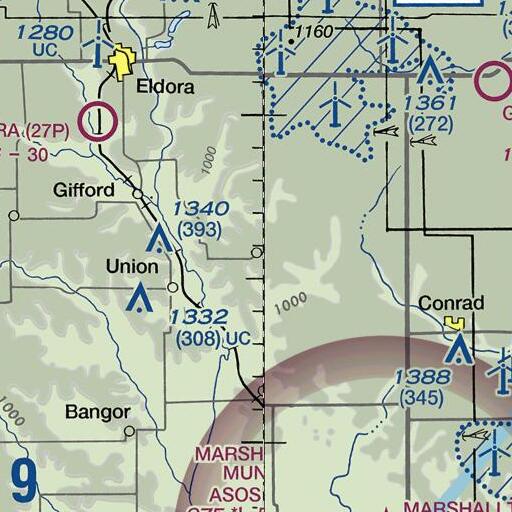 FAA VFR chart of Whitten Post Office, IA