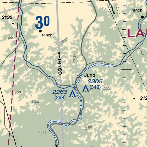 FAA VFR chart of Juno Springs, TX