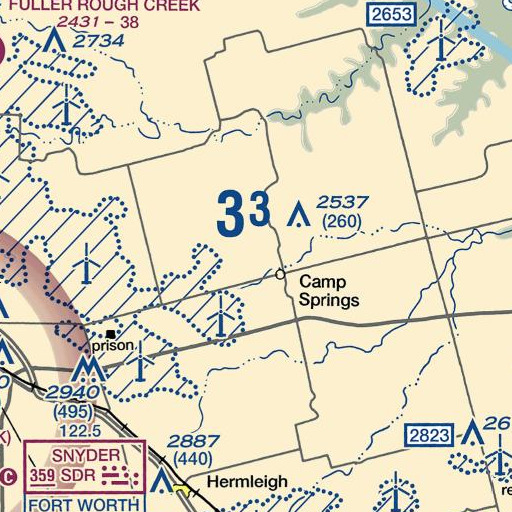 FAA VFR chart of Camp Springs, TX