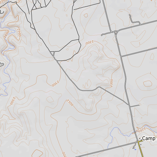 OpenTopoMap map of Camp Springs, TX