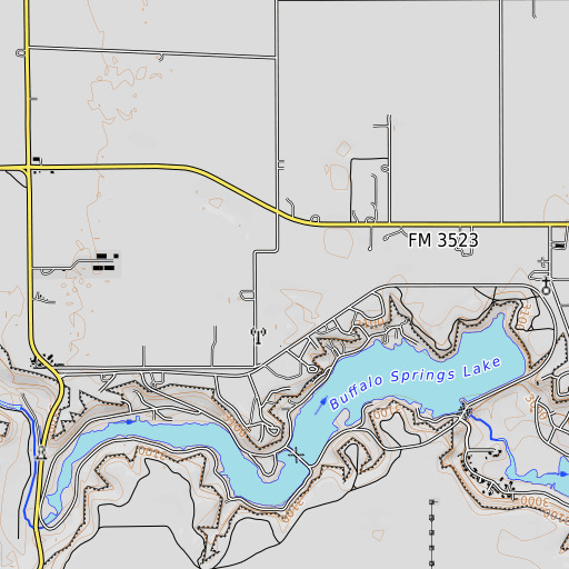 OpenTopoMap map of Buffalo Springs, TX