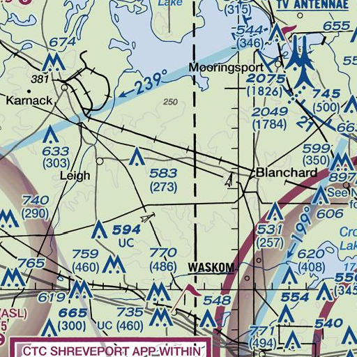 FAA VFR chart of Coushatta Spring, TX