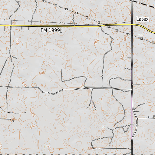 OpenTopoMap map of Coushatta Spring, TX