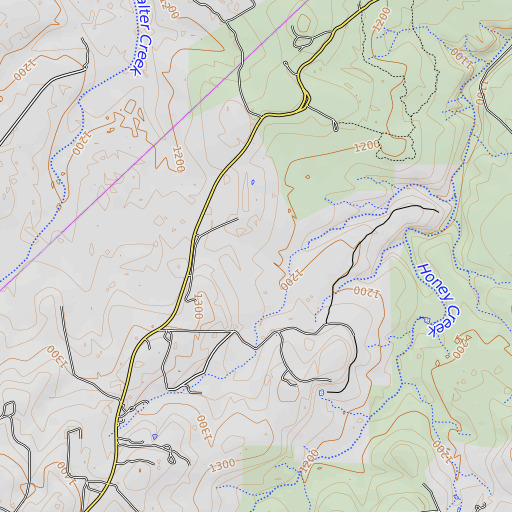 OpenTopoMap map of Honey Creek Spring, TX