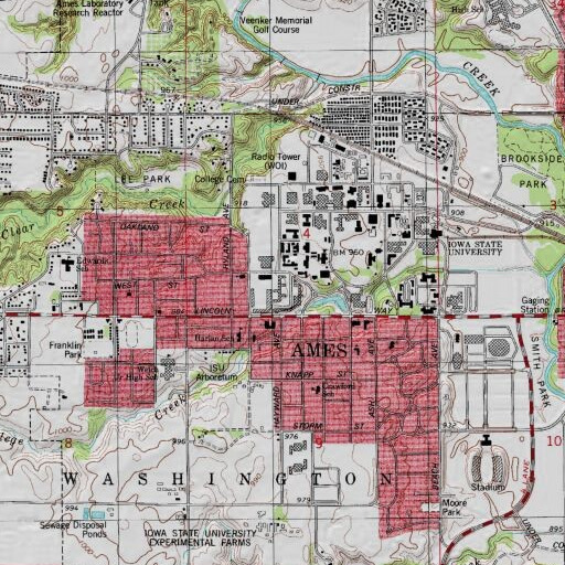 USGS 24K topo map of Helser Hall, IA