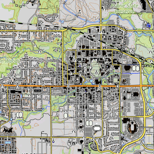 OpenTopoMap map of Helser Hall, IA