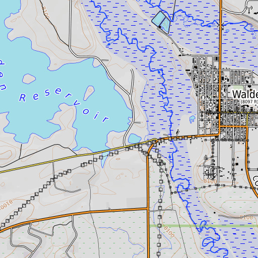 OpenTopoMap map of Walden Dam, CO