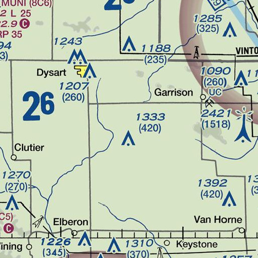 FAA VFR chart of Rogerville Post Office (historical), IA