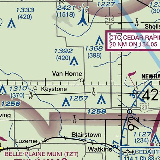FAA VFR chart of Van Horne Library, IA
