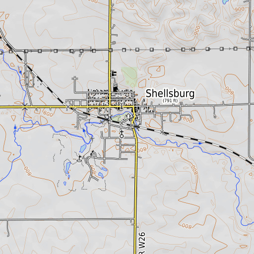 OpenTopoMap map of Shellsburg Elevator, IA