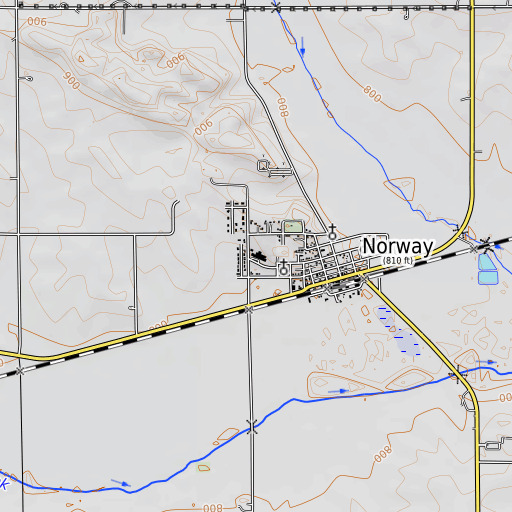 OpenTopoMap map of Norway Elementary School, IA
