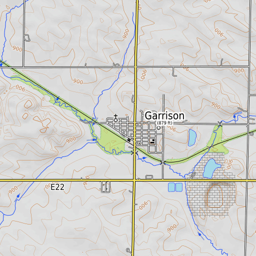 OpenTopoMap map of Garrison Library, IA
