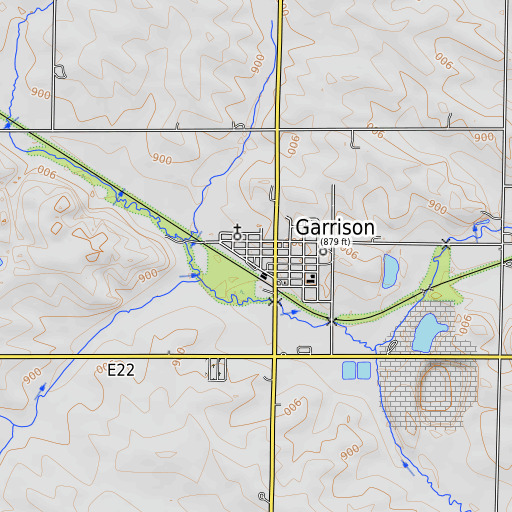 OpenTopoMap map of Garrison Post Office, IA