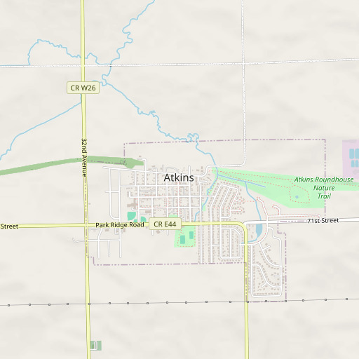 OpenStreetMap map of Atkins Post Office, IA