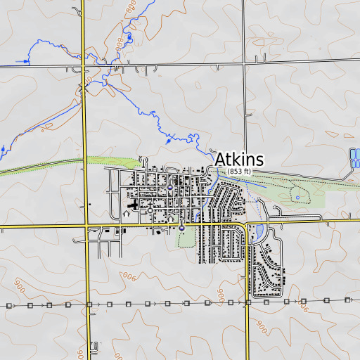 OpenTopoMap map of Atkins Post Office, IA