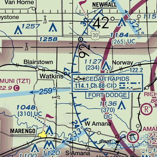 FAA VFR chart of Watkins, IA