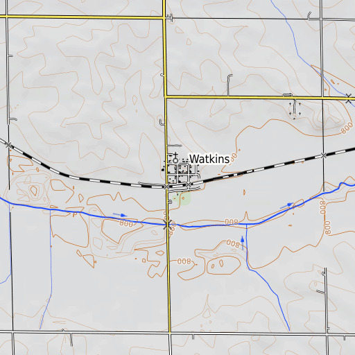OpenTopoMap map of Watkins, IA