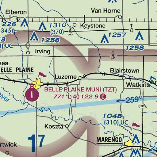 FAA VFR chart of Luzerne, IA