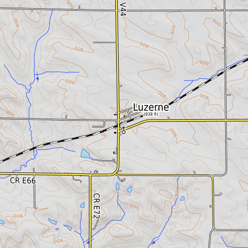 OpenTopoMap map of Luzerne, IA