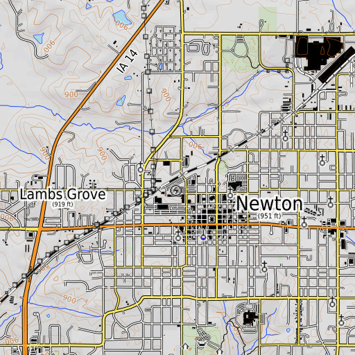 OpenTopoMap map of Newton, IA