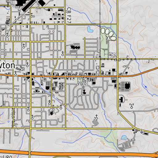 OpenTopoMap map of Aurora Park, IA