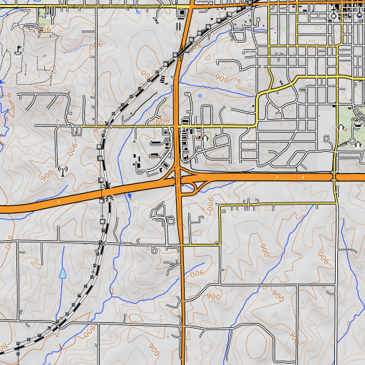 OpenTopoMap map of Interchange 164, IA
